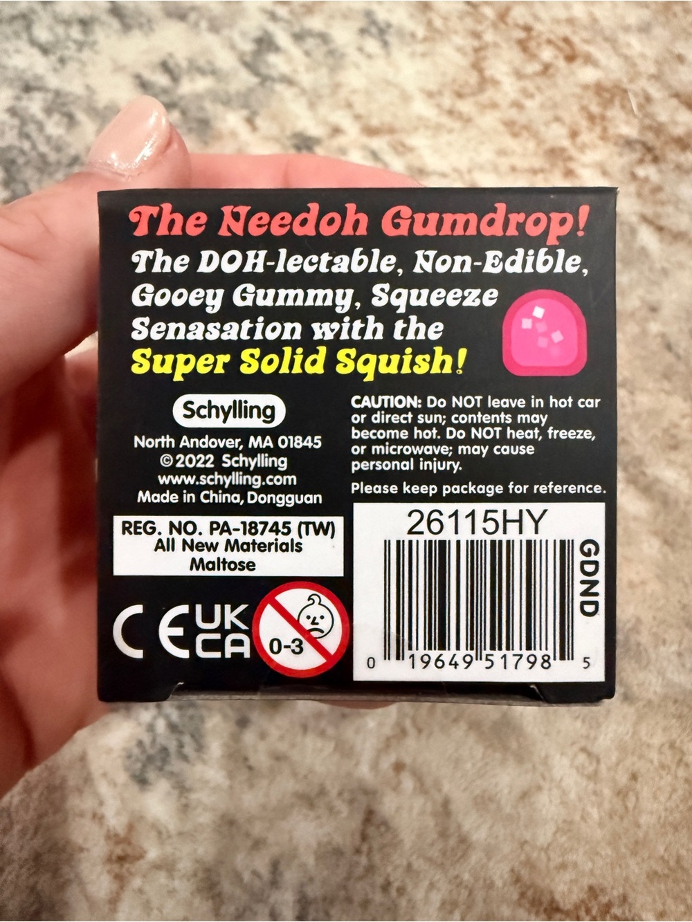 NeeDoh Gumdrop Super Solid Squish - Bright Red - Picture 3 of 3
